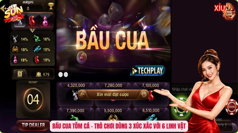 Bầu cua tôm cá – Trò chơi dùng 3 xúc xắc với 6 linh vật