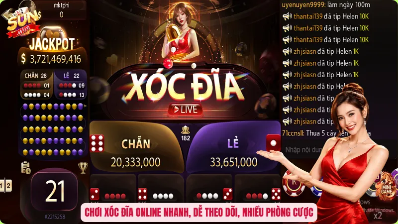 Chơi xóc đĩa online nhanh, dễ theo dõi, nhiều phòng cược